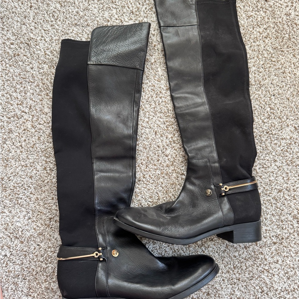 Black Leather Knee-High Boots